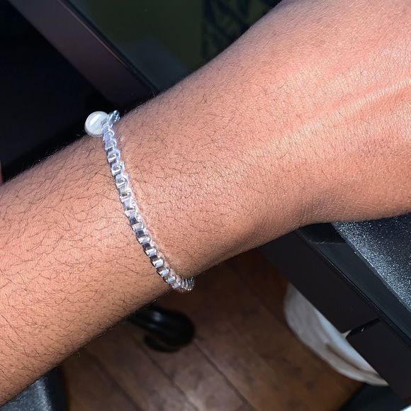 Sterling Silver Plated Square Link Chain Bracelet - Picture 8 of 9